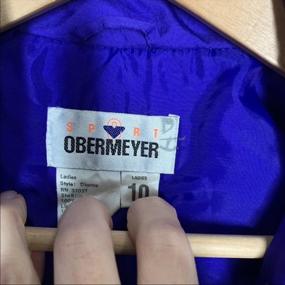 SOLD Vtg Obermeyer Womens One Piece Snow Ski Suit Purple Blue Neon Retro Size 10 - Picture 3 of 12